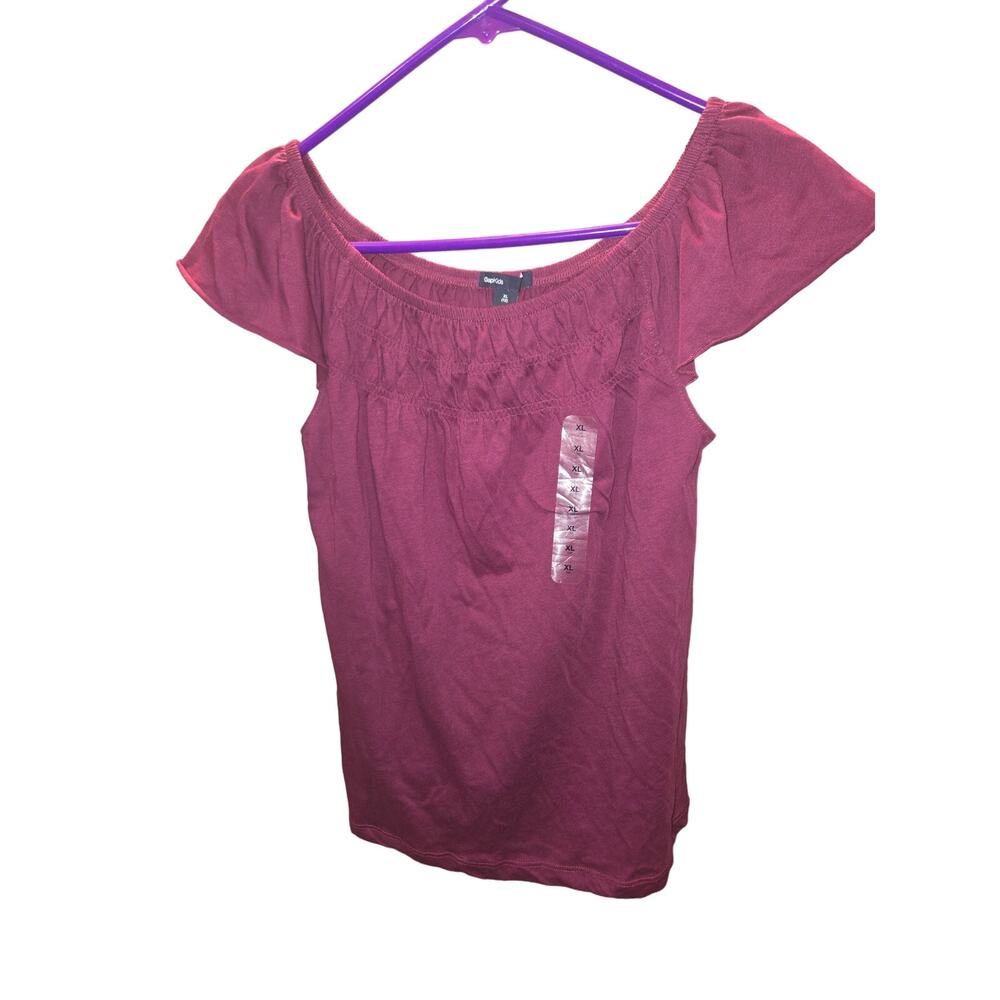 Gap Kids Girls' Maroon Off-Shoulder Peasant Top Blouse Size XL (12) NEW WO TAGS